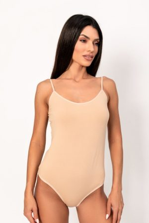 Κορμάκι γυναικείο Kota βαμβακερό λεπτή τιράντα μπεζ KT6001