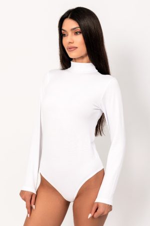 Κορμάκι γυναικείο Kota βαμβακερό ζιβάγκο μακρυμάνικο λευκό KT6181