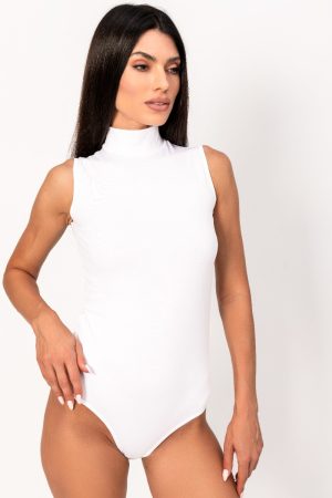 Κορμάκι γυναικείο Kota βαμβακερό αμάνικο ζιβάγκο λευκό KT6184