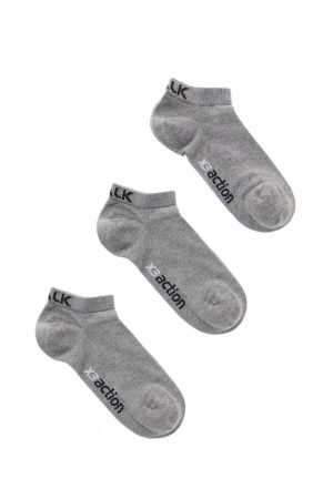 Alternative view of Κάλτσες βαμβακερές κοφτές Walk 3 ζεύγη γκρι v20-494949