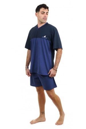 Ανδρική καλοκαιρινή πυτζάμα PLUS SIZE Dustin “Shark” μπλε B675
