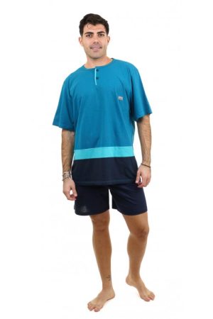 Ανδρική καλοκαιρινή πυτζάμα Dustin “Line” πετρόλ B671