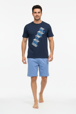 Ανδρική καλοκαιρινή πυτζάμα Dustin “Focus” μπλε B672