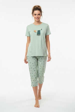 Γυναικεία καλοκαιρινή πυτζάμα Mihra “Socks” λαχανί 90787