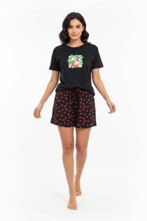 Γυναικεία καλοκαιρινή πυτζάμα Mihra “Hot” μαύρο 90785