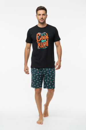 Ανδρική καλοκαιρινή πυτζάμα Sara “Cool” μαύρο 1292