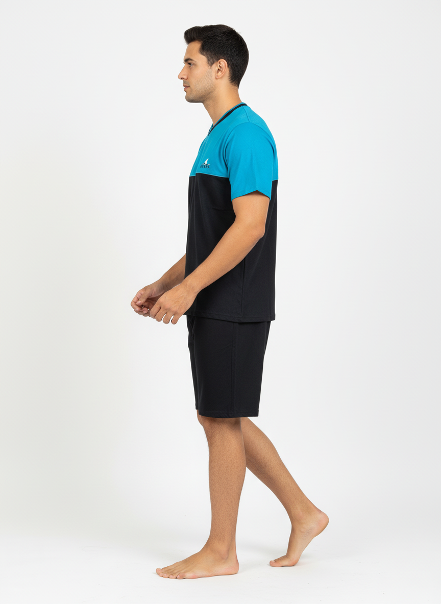 Ανδρική καλοκαιρινή πυτζάμα PLUS SIZE Dustin “Shark” μαύρο B675 - Image 2