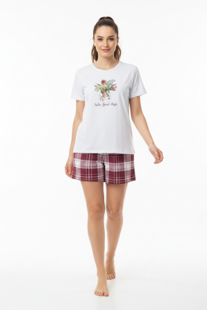 Γυναικεία καλοκαιρινή πυτζάμα Mihra “Floral days” λευκό 90782