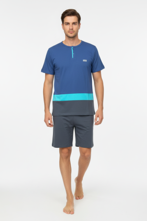 Ανδρική καλοκαιρινή πυτζάμα Dustin “Line” Μπλε indigo B671