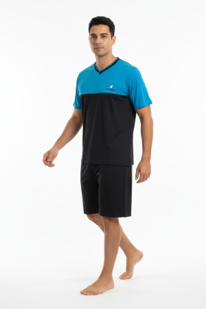 Ανδρική καλοκαιρινή πυτζάμα PLUS SIZE Dustin “Shark” μαύρο B675