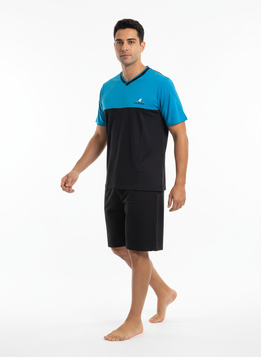 Ανδρική καλοκαιρινή πυτζάμα PLUS SIZE Dustin “Shark” μαύρο B675