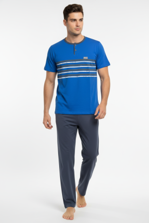 Ανδρική πυτζάμα Dustin 2 παντελόνια “Σετ” μπλε ρουά B665