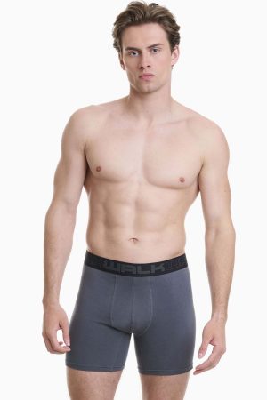 Alternative view of Boxer Ανδρικό Walk Μακρύ πόδι 2 τεμάχια ανθρακί-ρουά W1764-2_0847