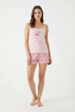 Γυναικεία καλοκαιρινή πυτζάμα dreams “SET CHERRIES” ροζ 2627106