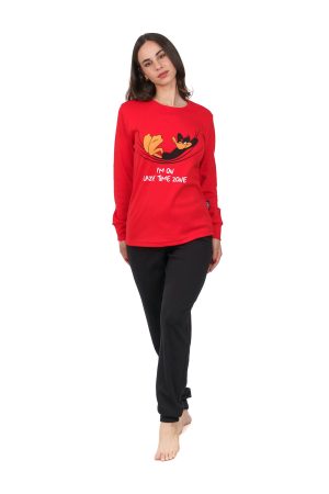 Γυναικεία πυτζάμα Sara “Daffy duck” κόκκινο 1316