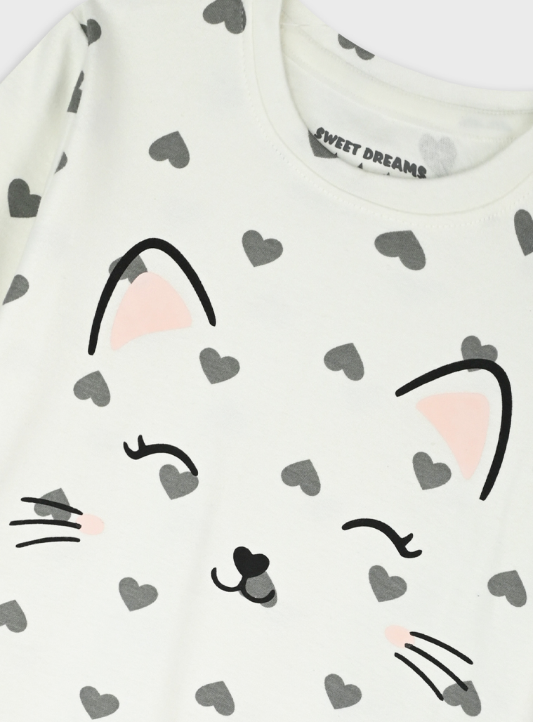 Πυτζάμα κορίτσι Energiers “Love cat's” λευκό 35-126300-9 - Image 2