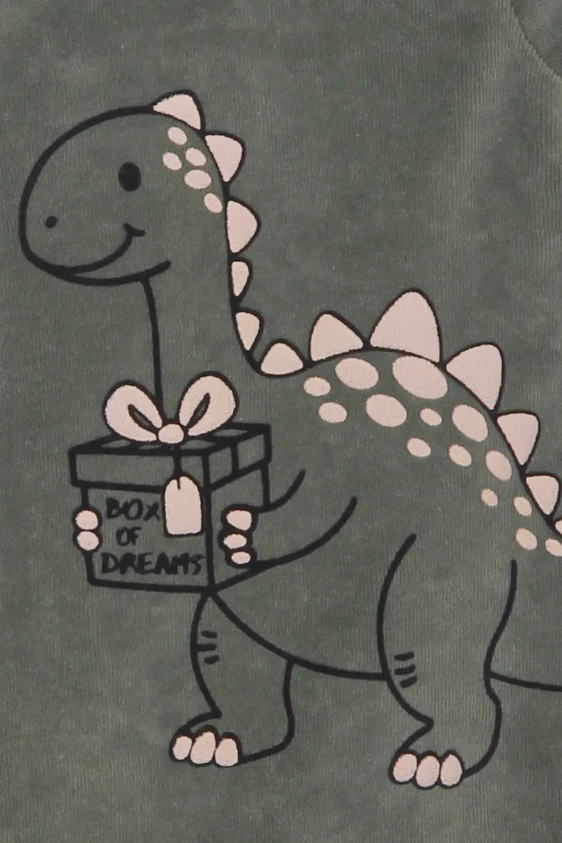 Φορμάκι ολόσωμο Βελουτέ αγόρι Dreams “Dino walker” χακί 2672204 - Image 2
