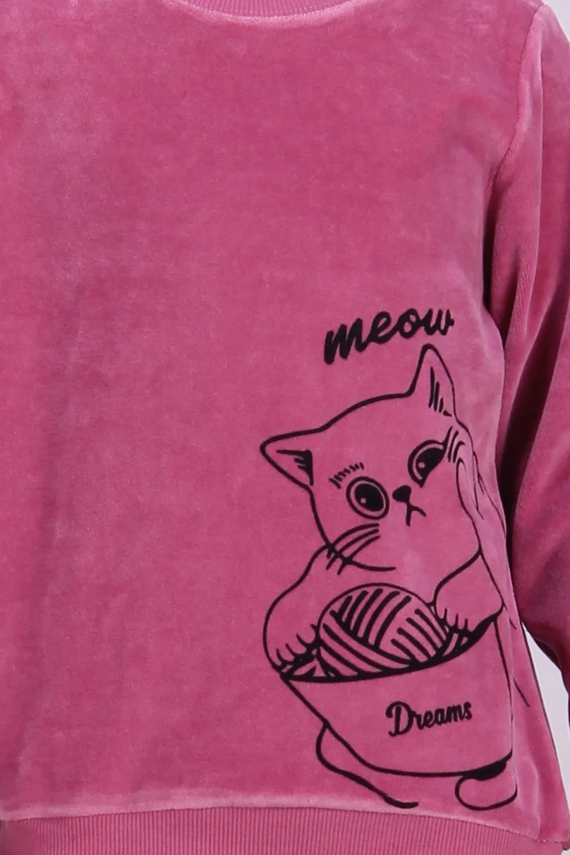 Πυζάμα Βελουτέ κορίτσι Dreams “Meow” σάπιο μήλο 2675102 - Image 3