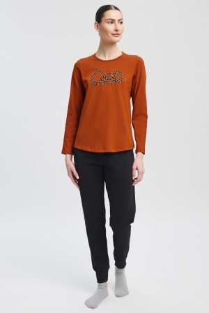 Γυναικεία πυζάμα Minerva “Ciao” camel 90-53475-857