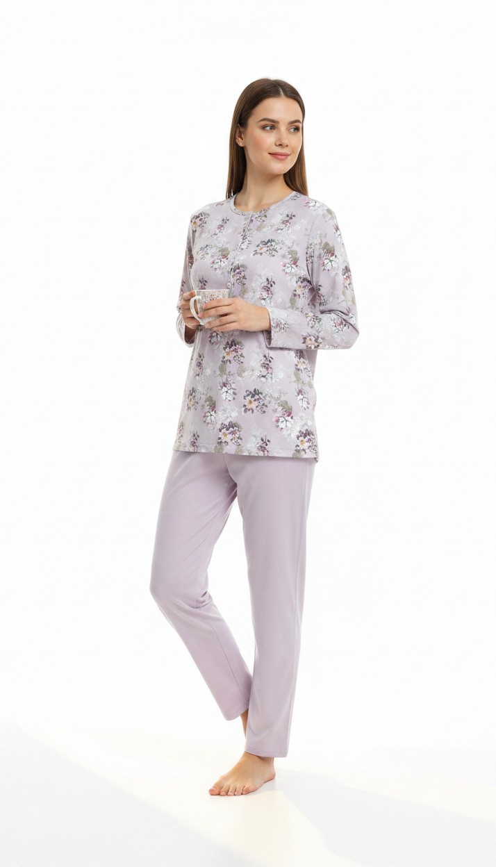 Πυτζάμα γυναικεία Γιώτα Homewear ροζ 4915 - Image 3