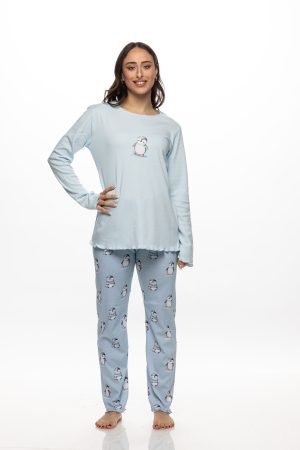Alternative view of Γυναικεία πυζάμα Galaxy “Penguin” baby blue 823-26