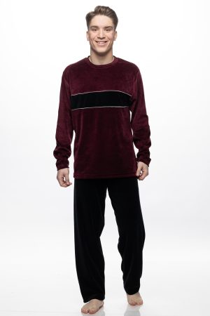 Ανδρική πυτζάμα Velour Galaxy “Βελούδο” μπορντό 816-26