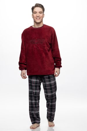 Ανδρική πυτζάμα Fleece Galaxy “New york” μπορντό 819-26