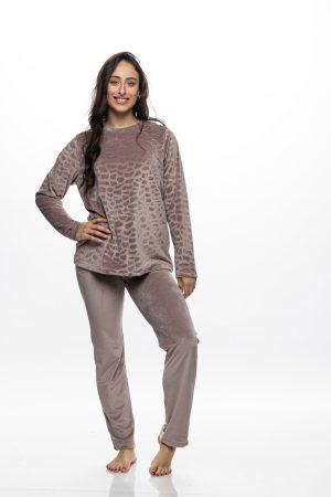 Alternative view of Γυναικεία Βελουτέ πυτζάμα Galaxy “Velour” μπεζ 853-26